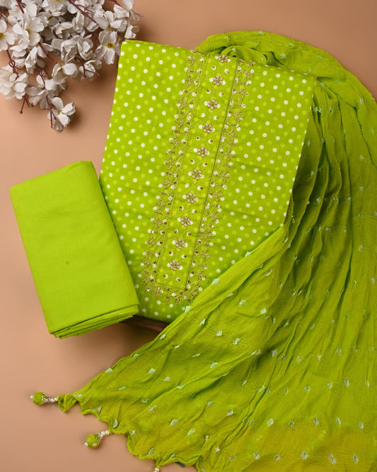 Green colour cotton suits buy online