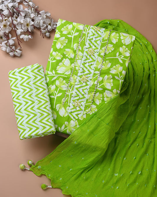 buy online lime green cotton suits