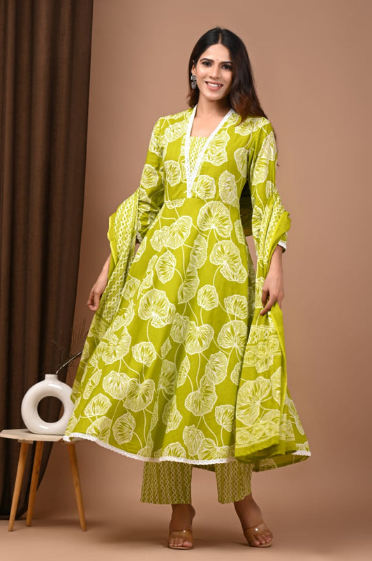 Daily Wear Anarkali Kurta Set – Breathable Cotton Fabric