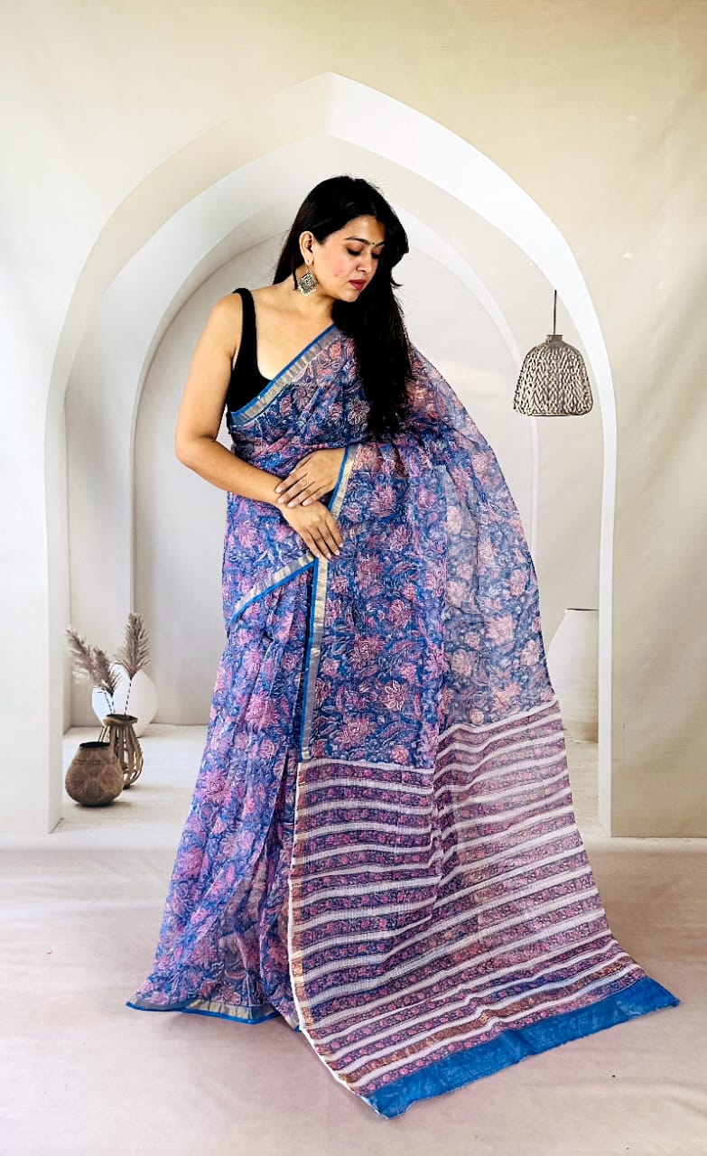 Printed Pure Kota Doria Saree