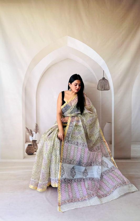 Unique Kota Doria Saree Prints