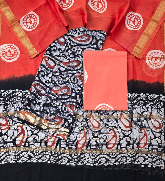 Beautiful Maheshwari Silk Suit with Cotton Bottom Set
