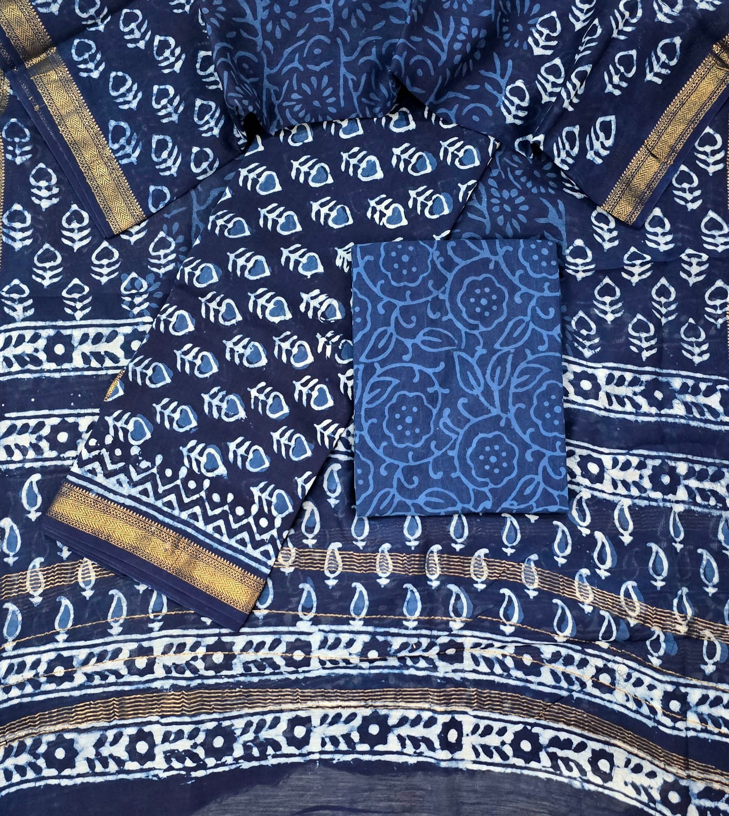Premium Hand Block Maheshwari Silk Suit for Women