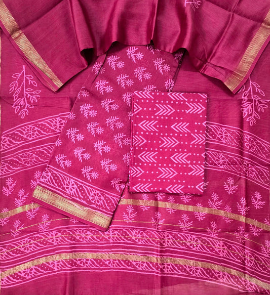 Stylish Pink Maheshwari Silk Suit for Party and Festive Wear