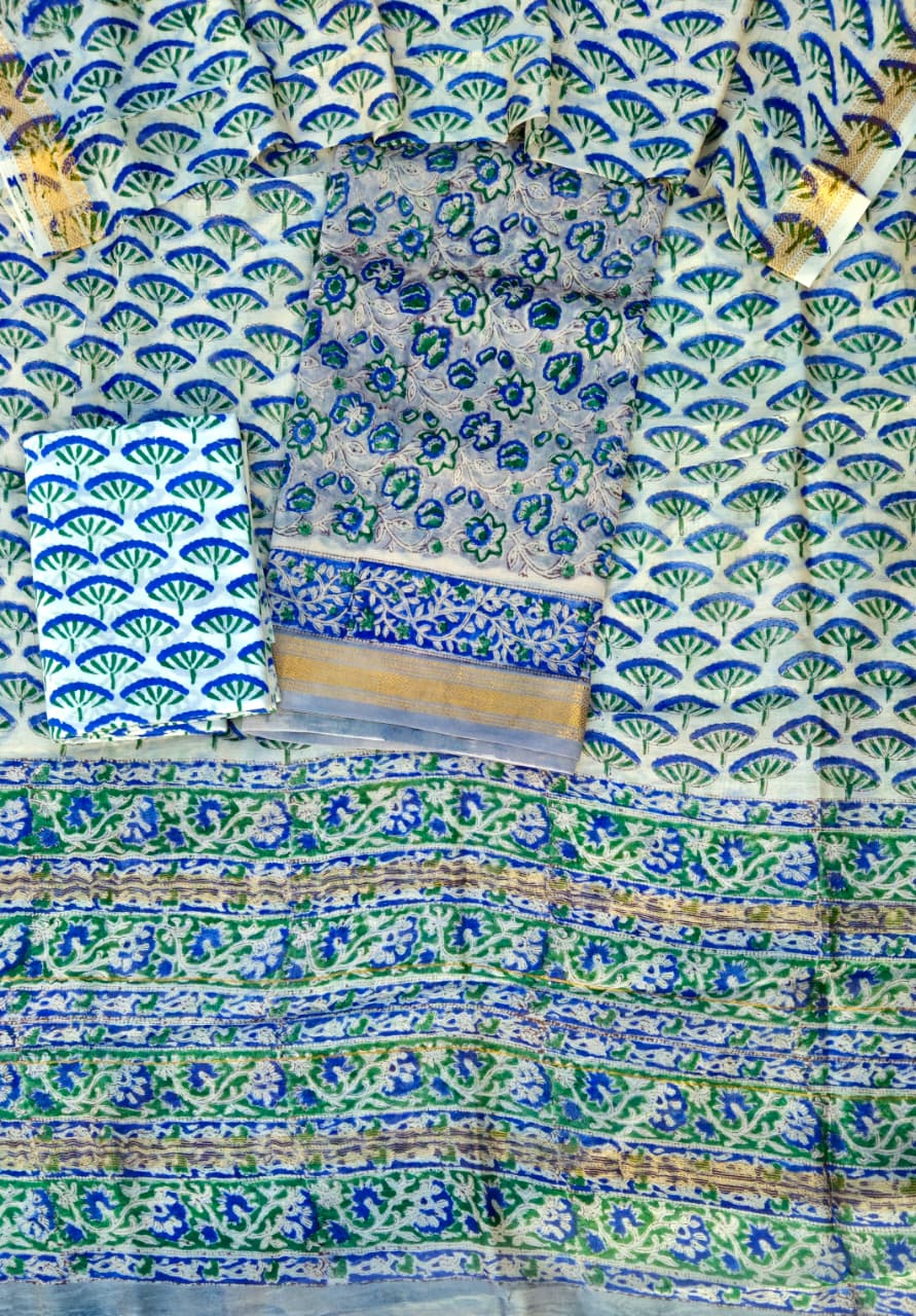 Designer Printed Maheshwari Silk Suit for Women