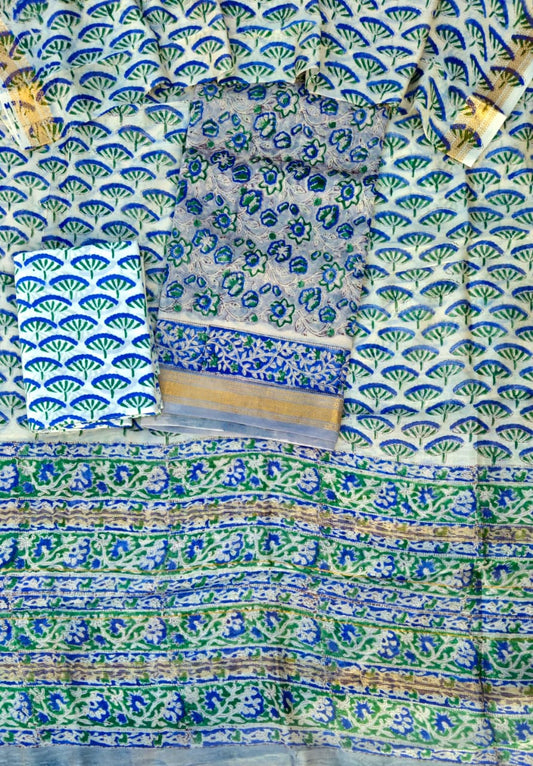 Designer Printed Maheshwari Silk Suit for Women
