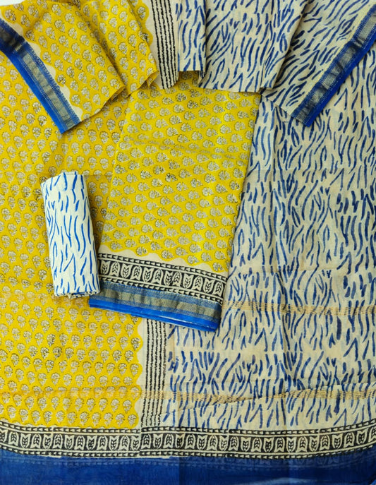 Gorgeous Maheshwari Silk Dress Material with Dupatta