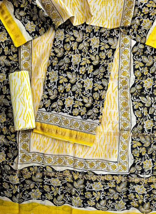Authentic Hand Block Maheshwari Silk Suit Material