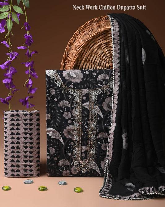 Designer Cotton Suit with Dupatta & Zari Work