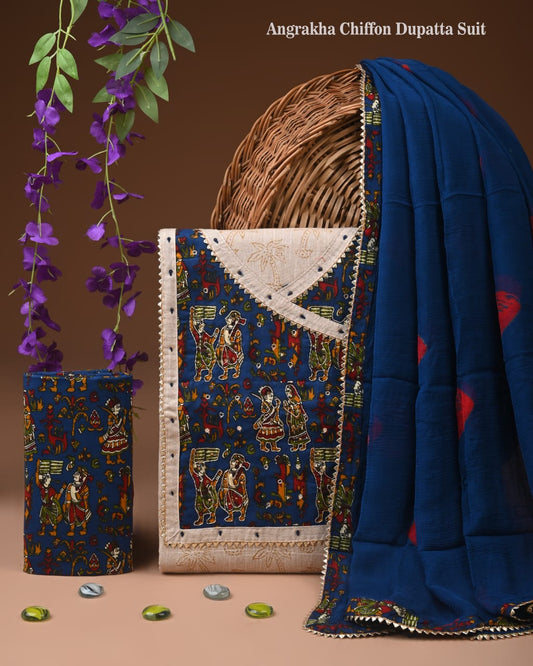 Cotton Suit with Multicolor Embroidery Design