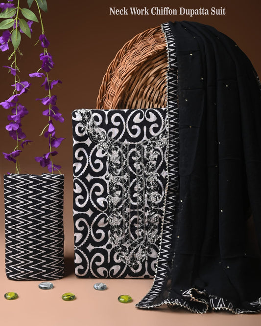 Stylish Cotton Suit with 2.5m Dupatta Set