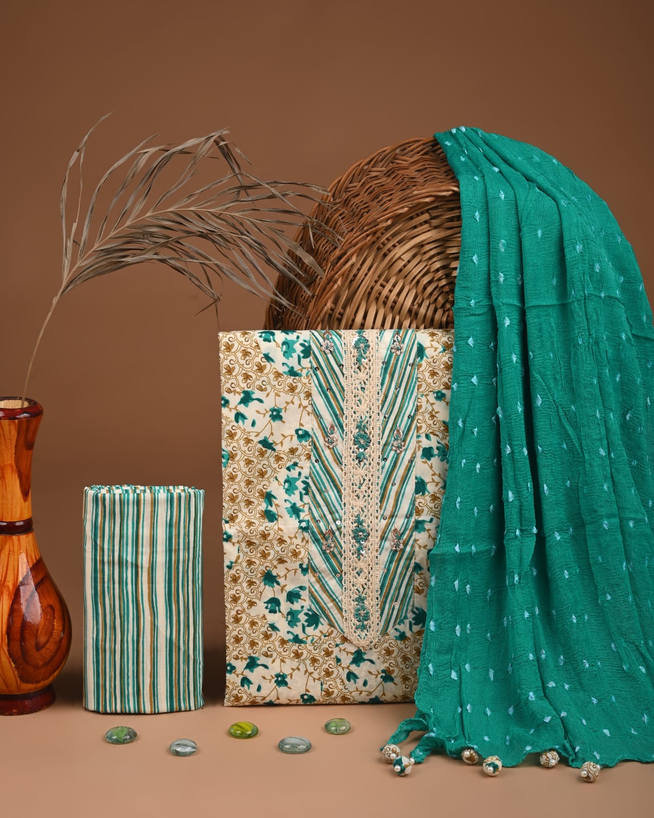 Cotton Suit with Heavy Neck & Gota Patti Work
