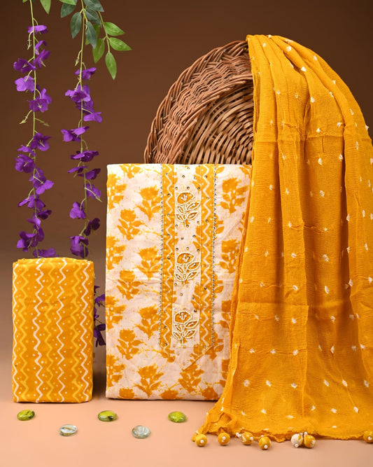 Cotton Suit with Stylish Embroidered Dupatta