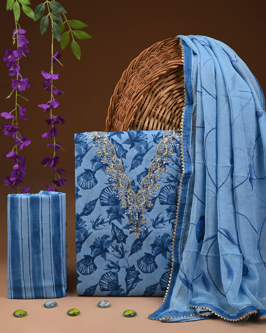 Trendy Cotton Suit with Dupatta & Gota Patti Design
