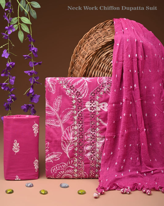 Premium Cotton Suit Set with Embroidered Dupatta