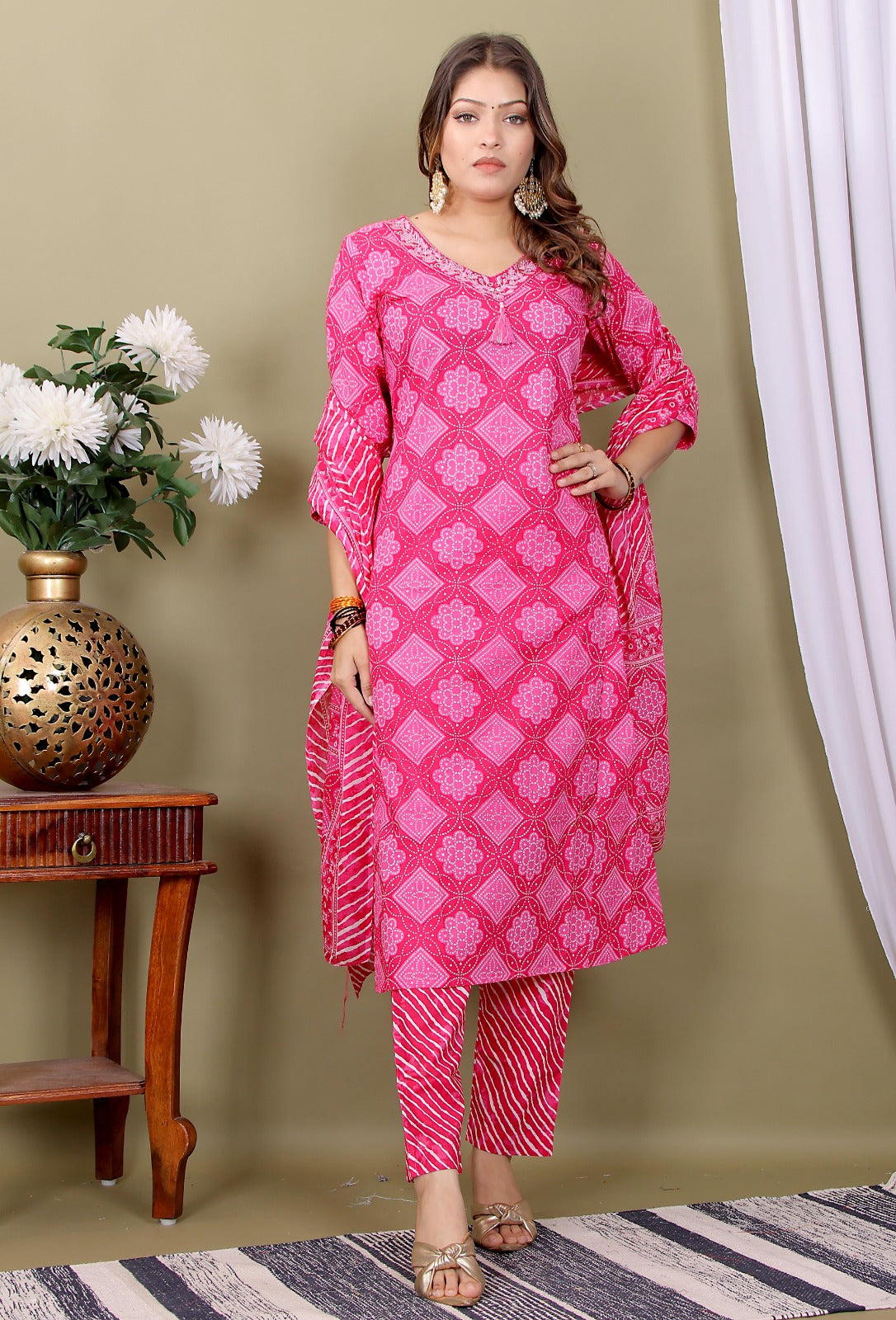 Sanganeri Print Kurti Pant Set – Comfortable Cotton Wear