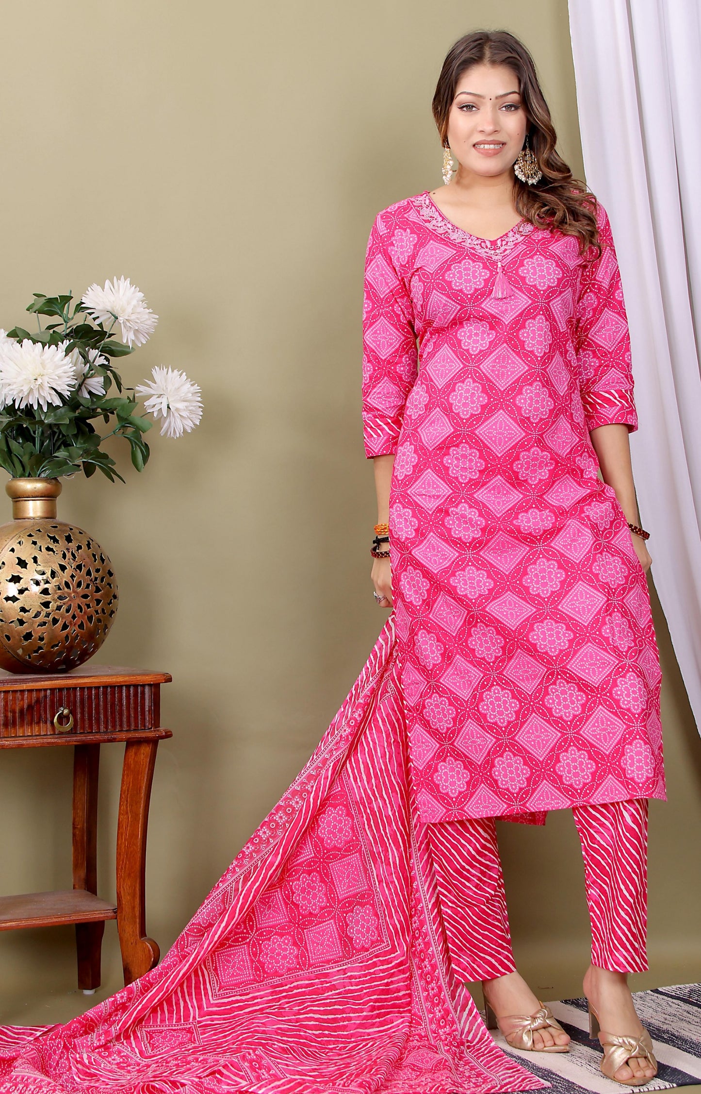 Sanganeri Print Kurti Pant Set – Comfortable Cotton Wear