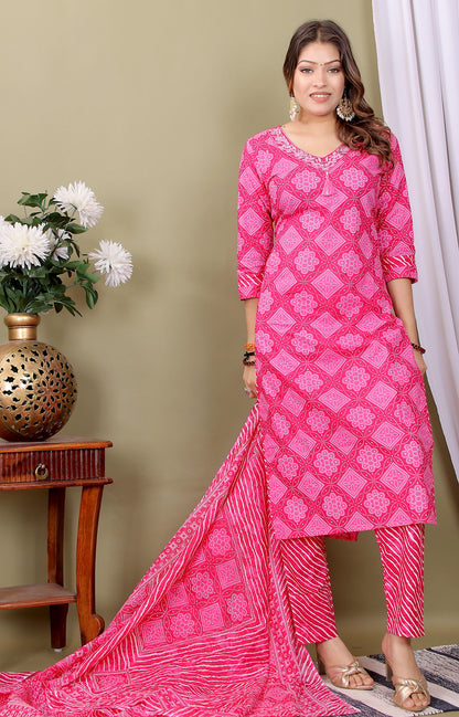 Sanganeri Print Kurti Pant Set – Comfortable Cotton Wear