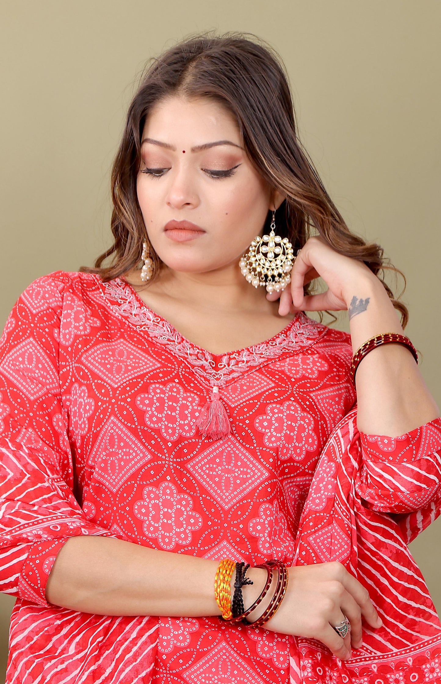 raditional Sanganeri Kurti Pant Co-ord Set