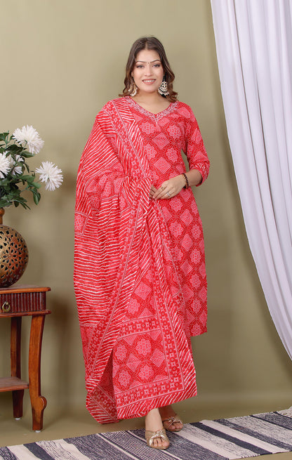 raditional Sanganeri Kurti Pant Co-ord Set