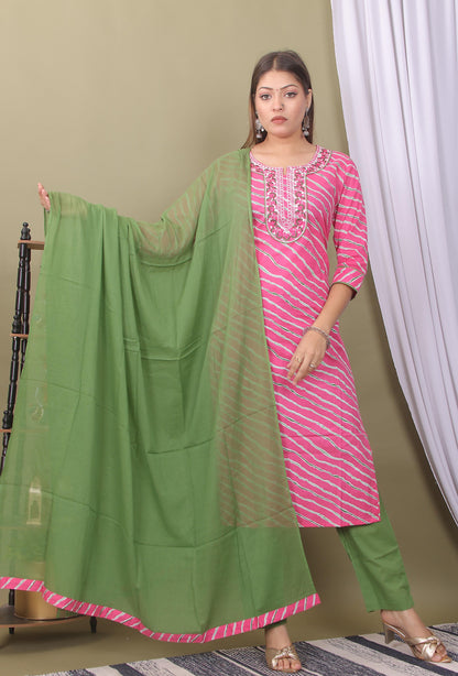Straight Fit Sanganeri Kurti Pant Set – Soft Cotton Teez Fabric