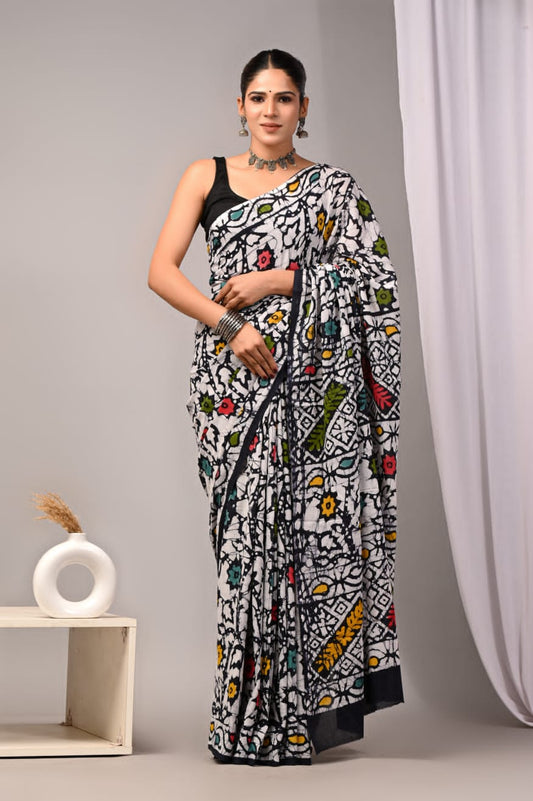 Pure cotton mul saree with understated classy vibes.