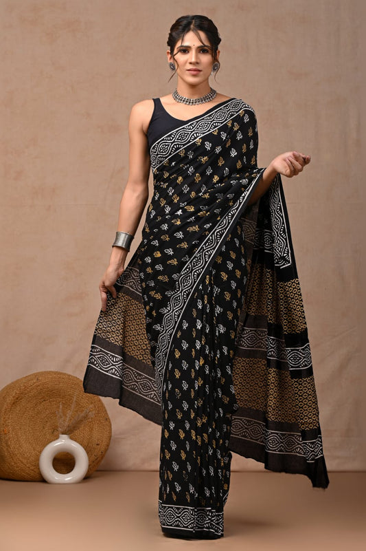 Elegant soft cotton mul saree with pure comfort.