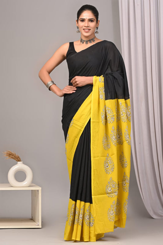 Elegant pure mul cotton saree, comfort meets tradition.