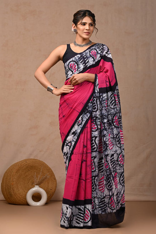 Minimalist design cotton mul saree, daily chic style.