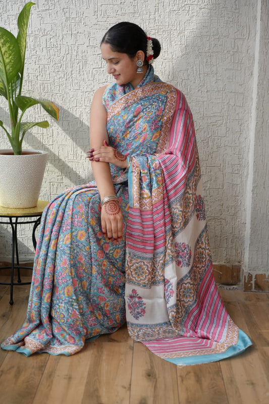 Modal Silk Saree – Ajrakh Crafted Print