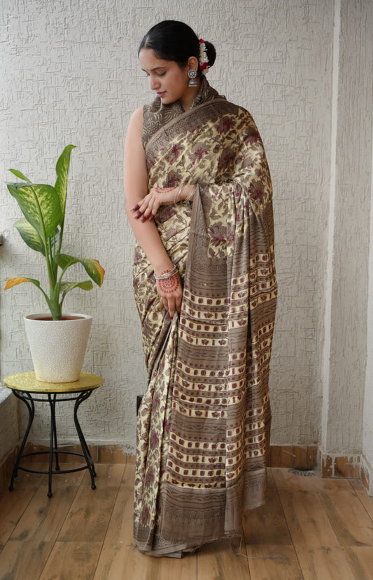 Premium Silk Saree – Ajrakh Print