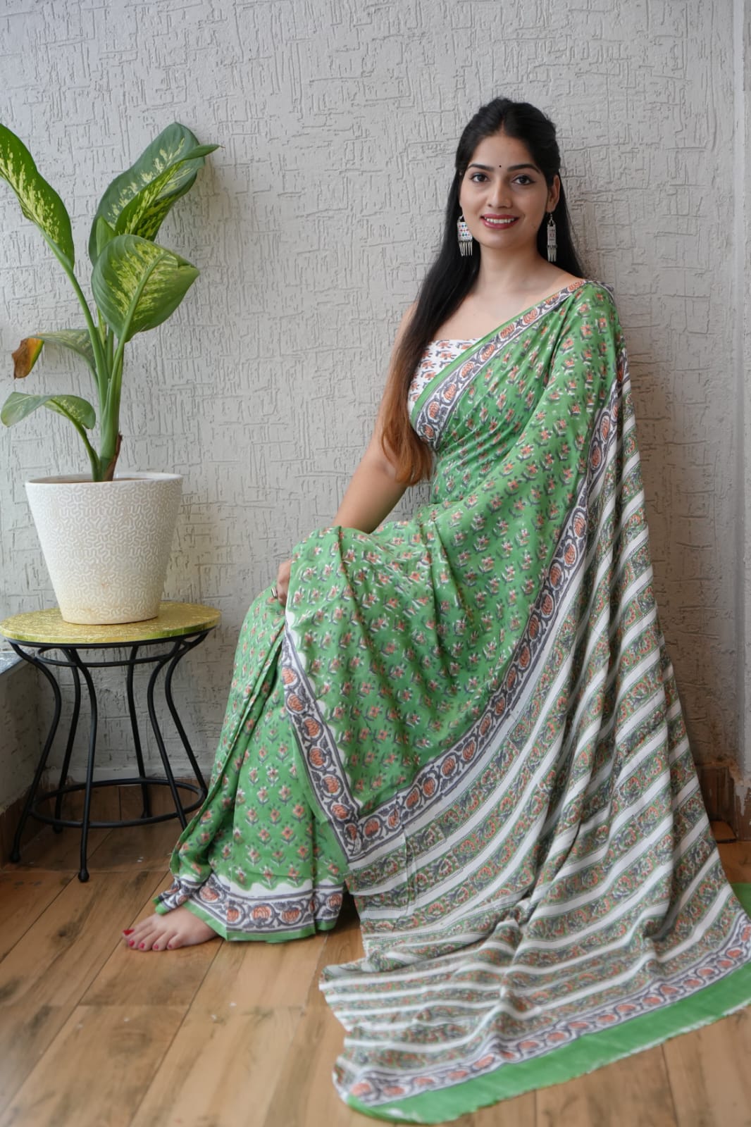 Pure Modal Silk Saree – Ajrakh Work