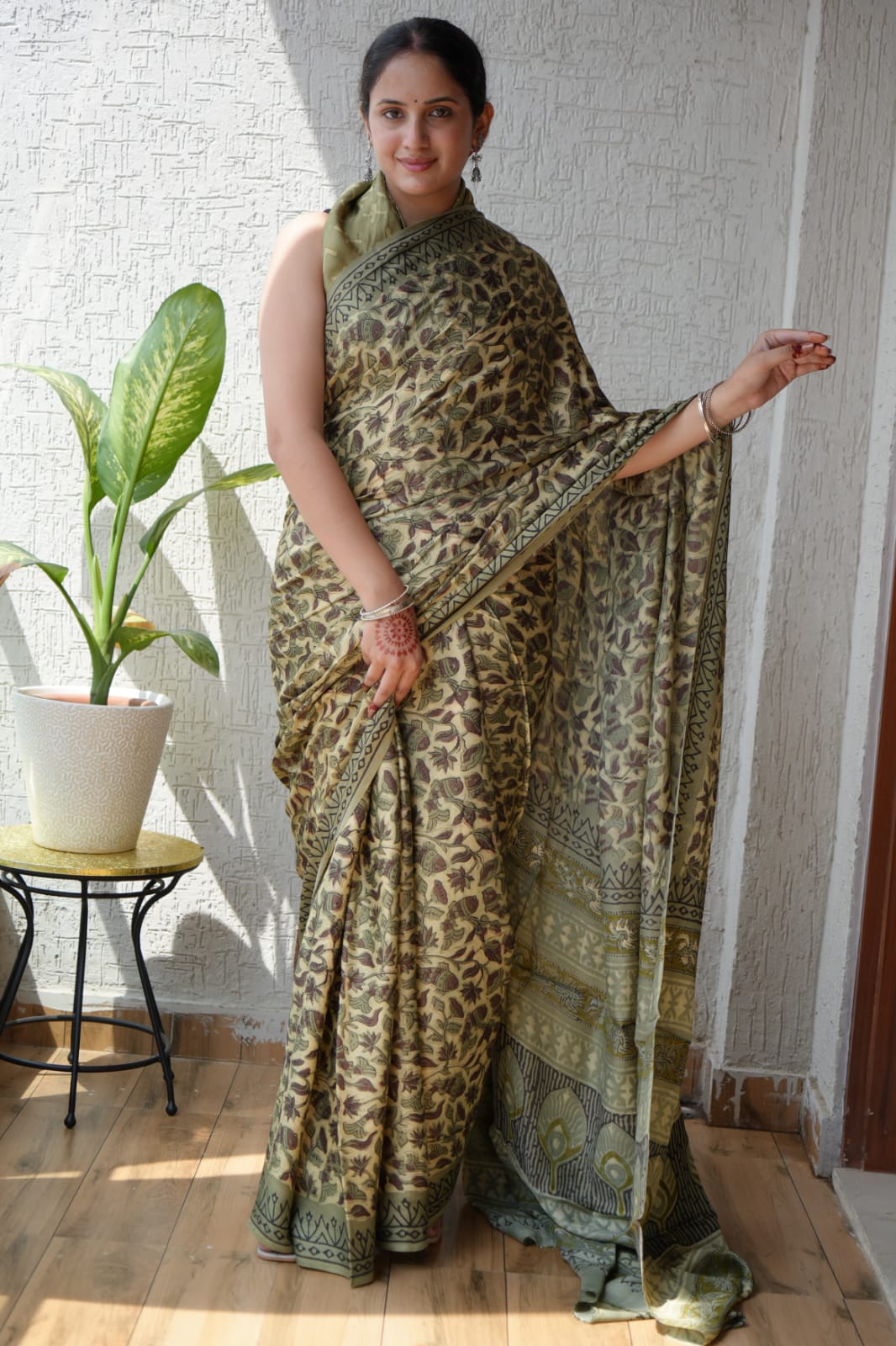 Traditional Ajrakh Modal Silk Saree