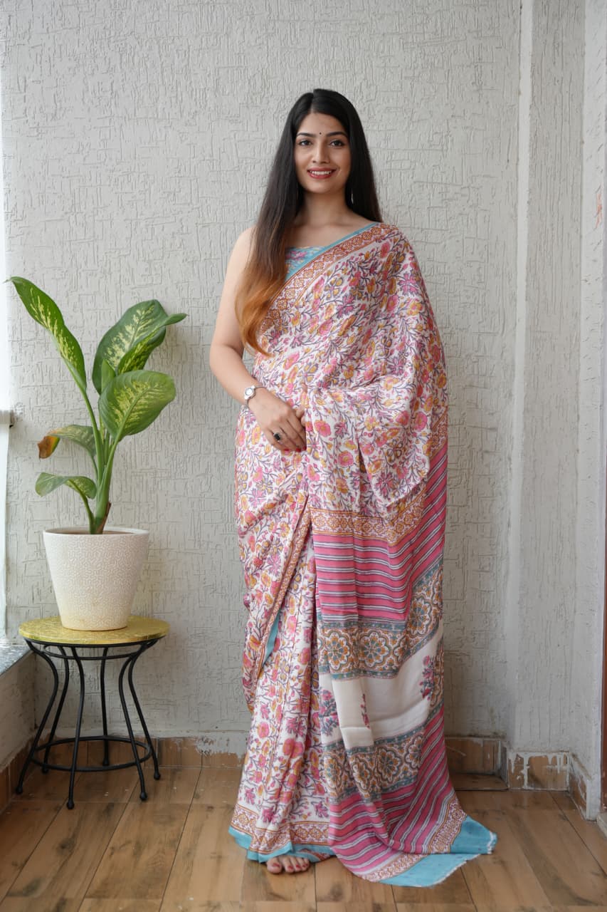 Exclusive Ajrakh Silk Saree