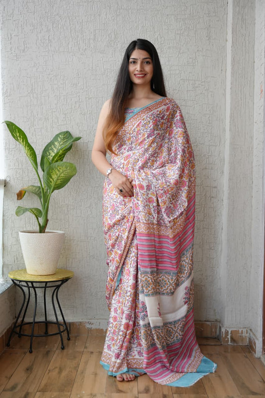 Exclusive Ajrakh Silk Saree