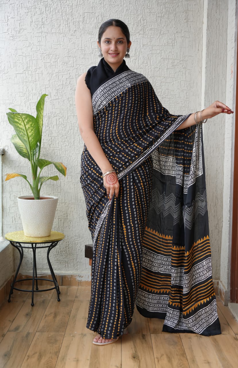 Modal Silk Saree – Handcrafted Ajrakh