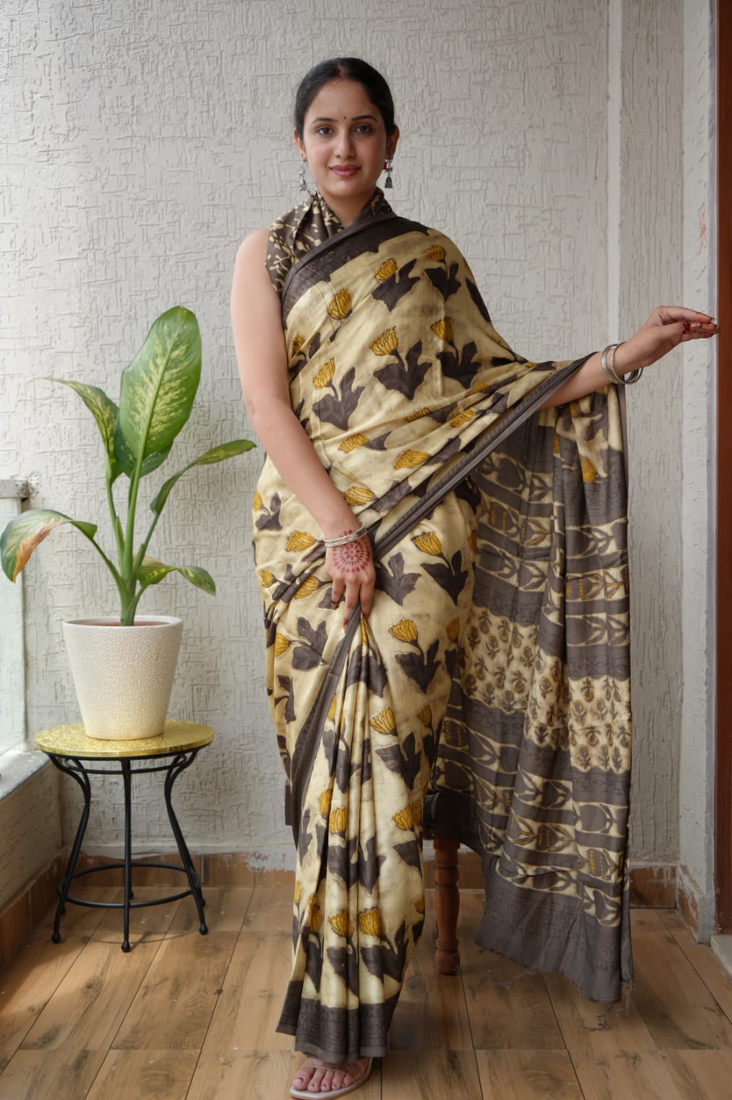 Pure Silk Saree – Ajrakh Design