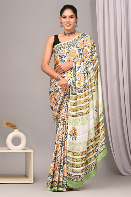 Imported Silk Ajrakh Saree