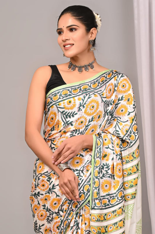 Imported Silk Ajrakh Saree