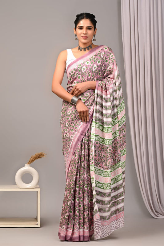 Ajrakh Modal Silk Saree with Blouse