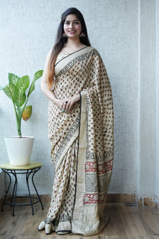 Stylish Handblock Printed Saree