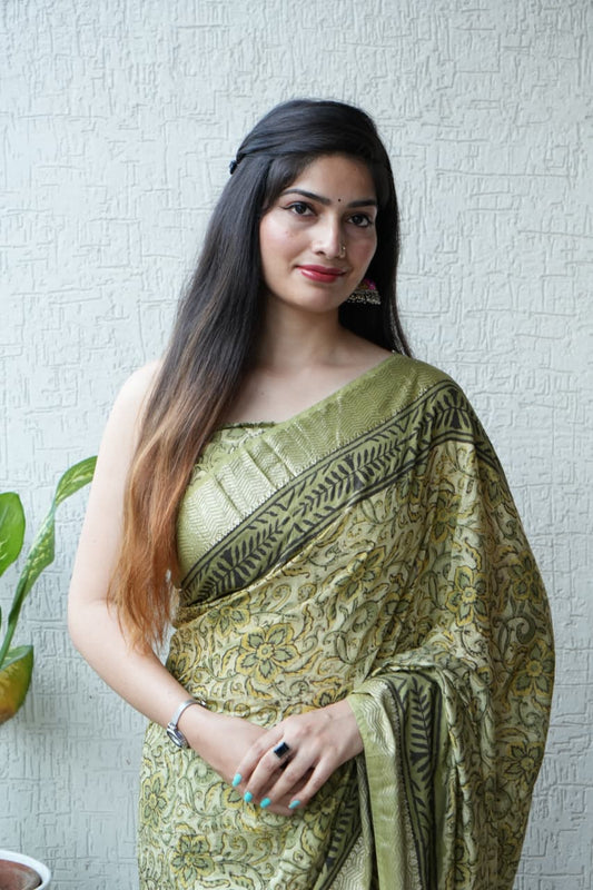 Trendy Ajrakh Print Saree