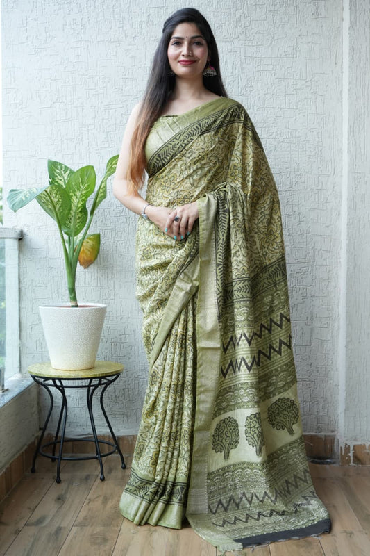 Trendy Ajrakh Print Saree
