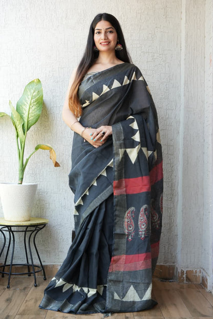 black chanderi saree buy