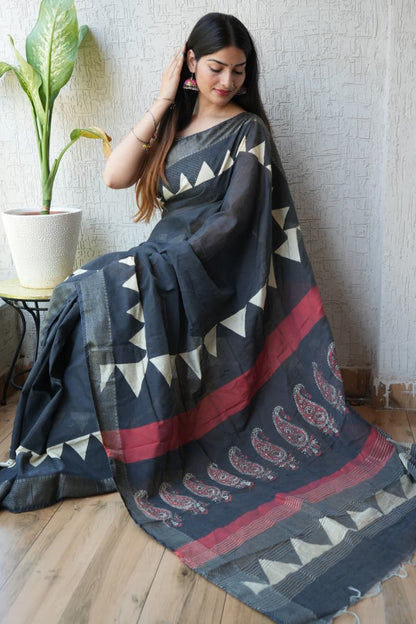 black chanderi saree buy
