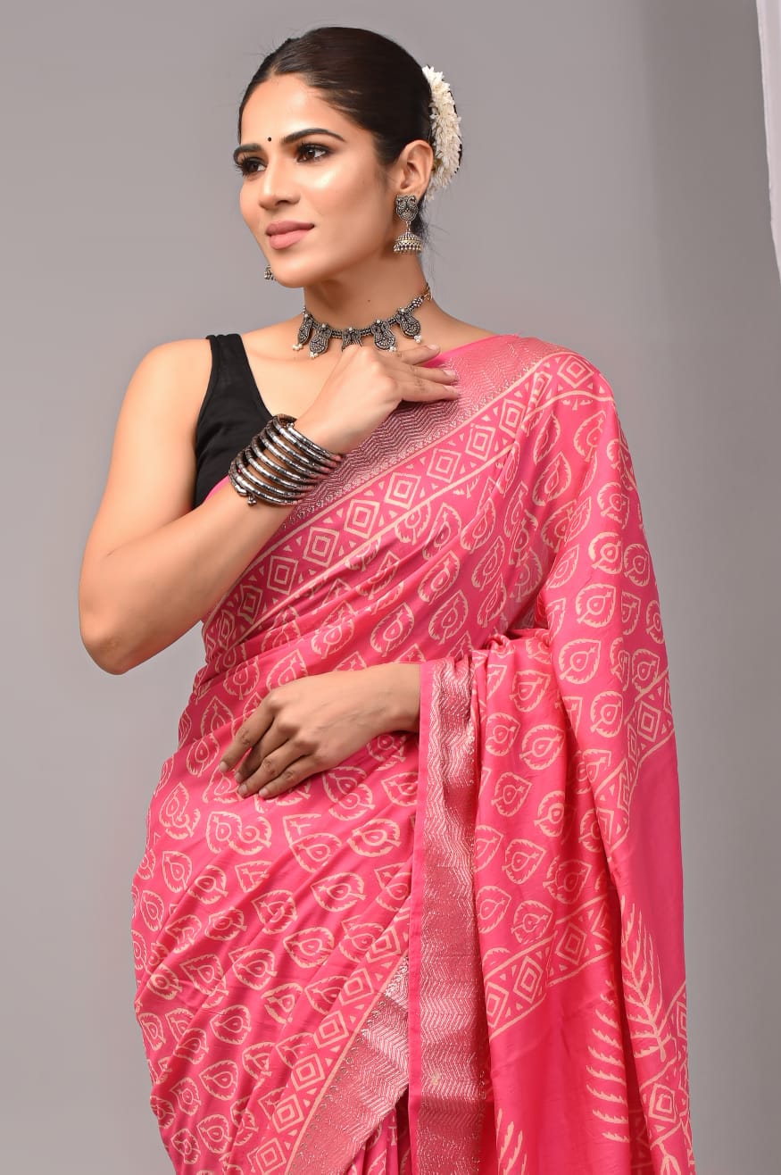 Beautiful Chanderi Saree with Prints