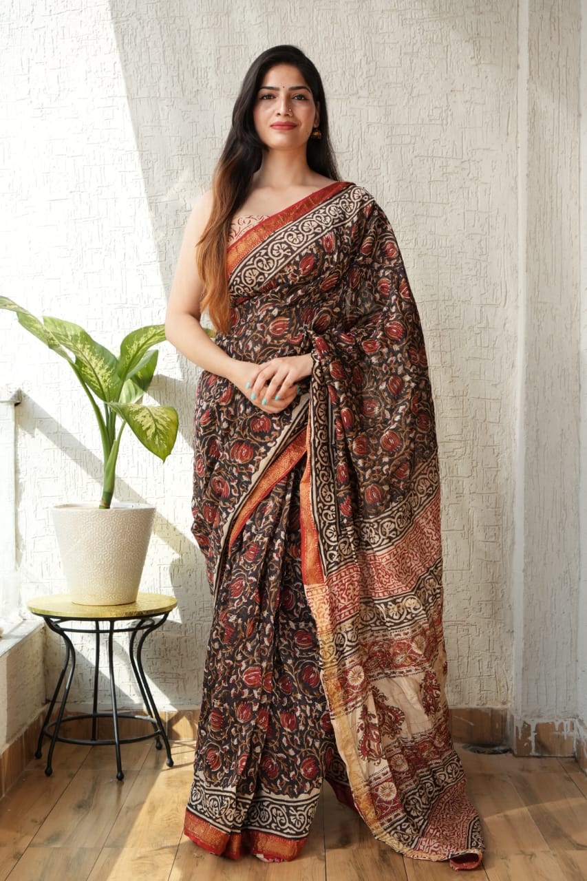 Authentic Maheshwari Saree with Cotton Silk Blend