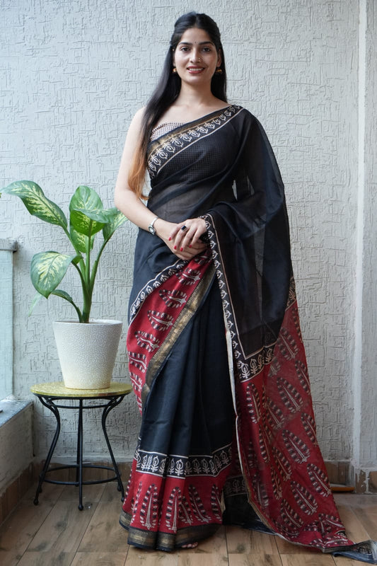 Festive Maheshwari Saree with Rich Zari Border