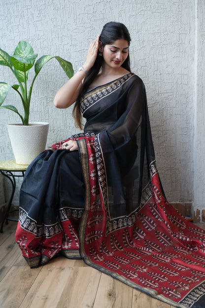 Festive Maheshwari Saree with Rich Zari Border