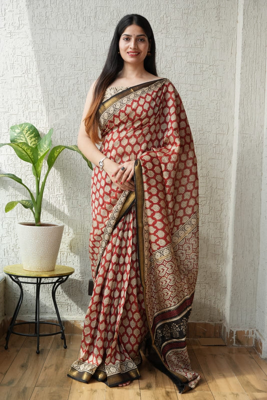 Soft Handloom Maheshwari Saree with Elegant Design